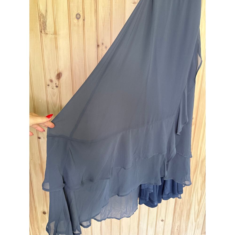 NWT Lulus In Love Forever Granite Blue Lace-Up High-Low Maxi Dress Party Sz M - Picture 6 of 12